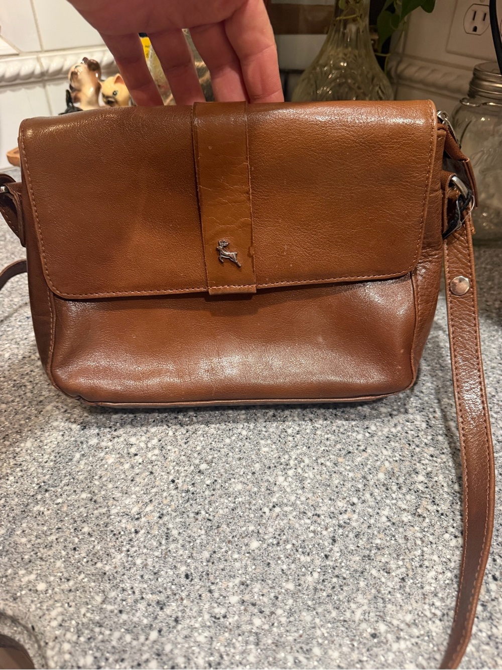Ashwood Brown Leather Adjustable Strap Crossbody Shoulder Bag